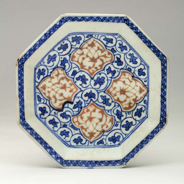 Safavid Blue and Red Pottery Dish